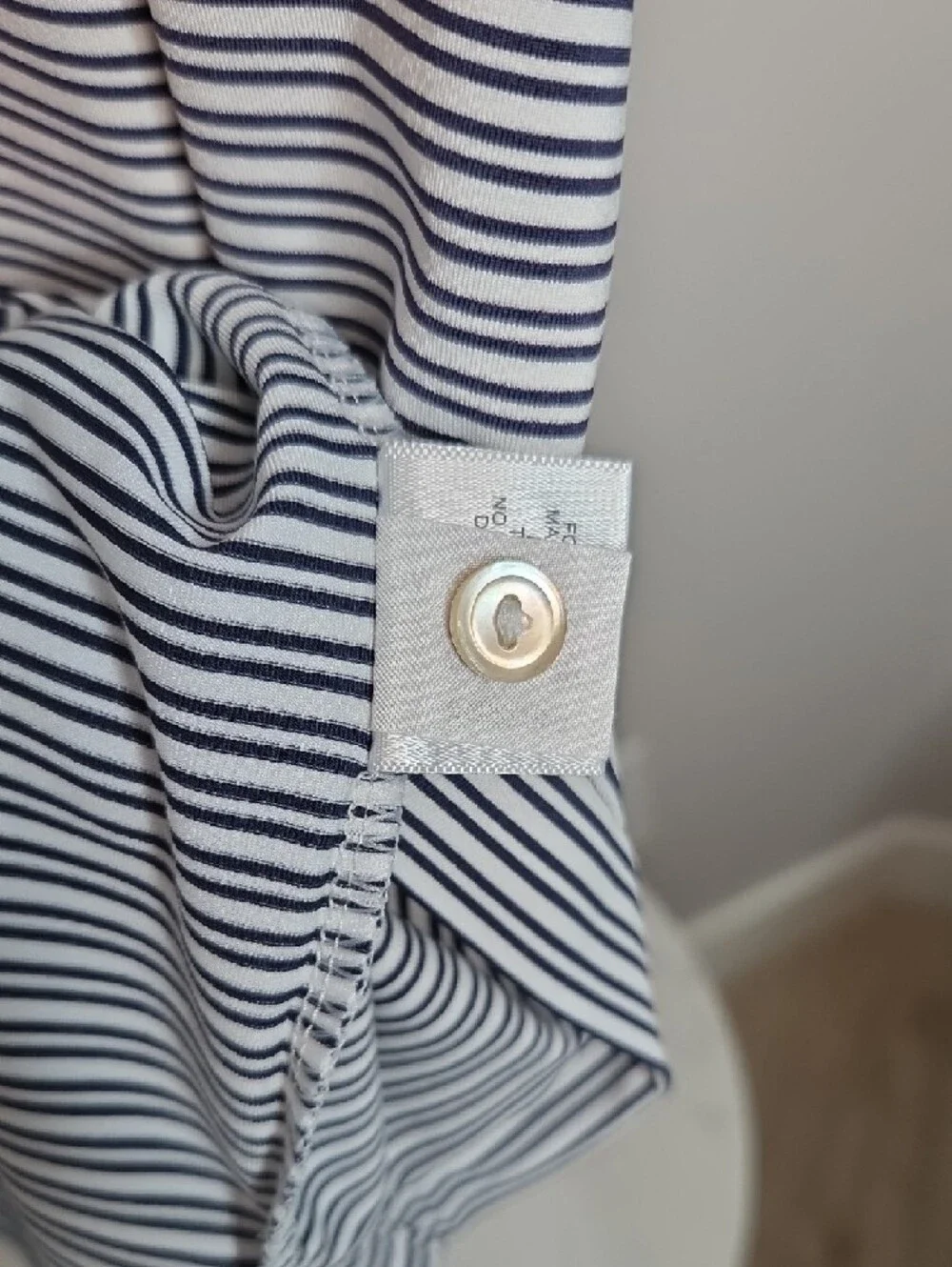 Peter Millar Shirt Men's XL Crown Crafted Golf Stretch Polo Black  White Striped - Picture 8 of 8